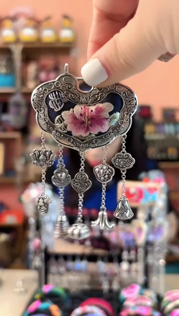 织绣艺枝独绣老绣饰品12+链子