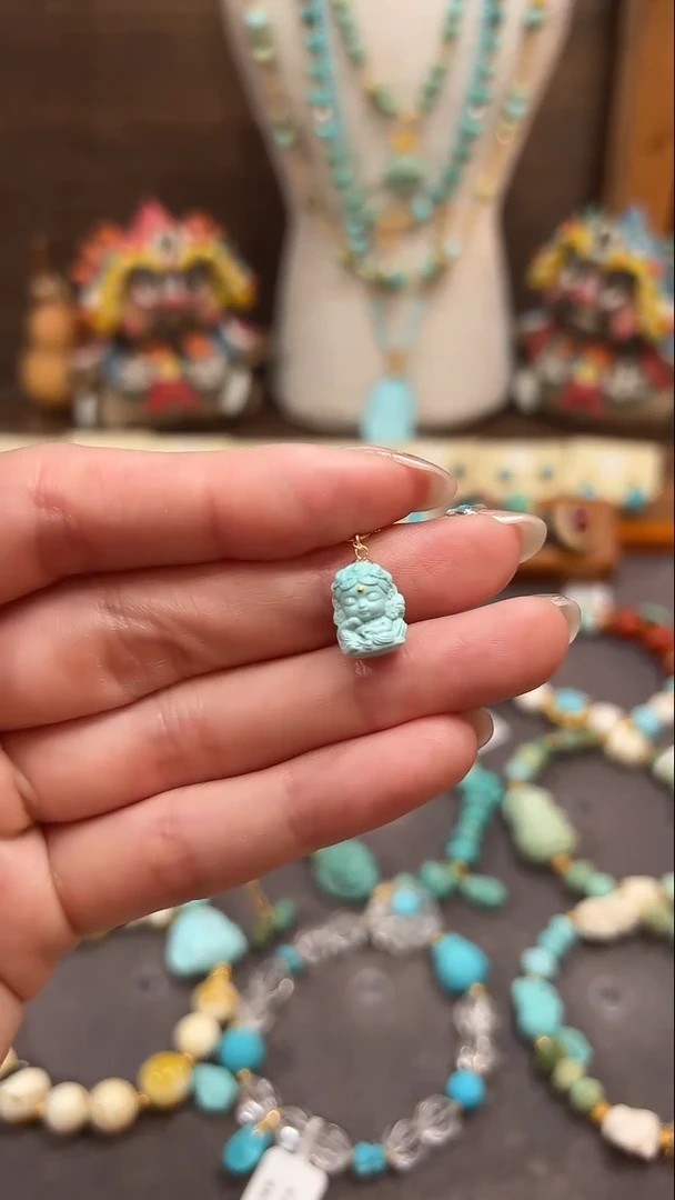 绿松石18K金镶嵌提溜绿松石提溜