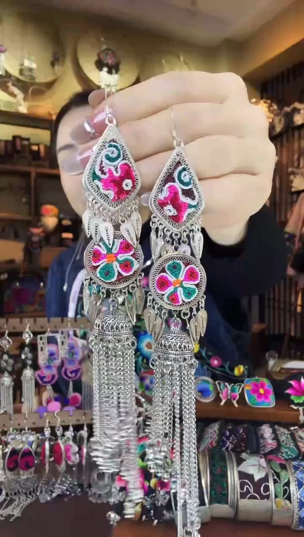 刺绣非遗刺绣民族风耳环