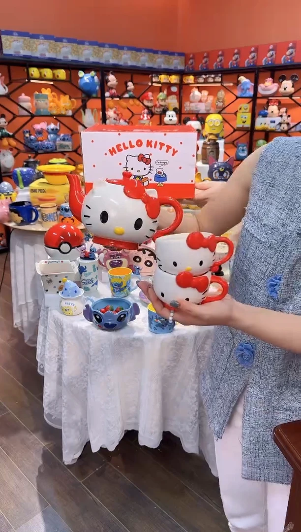 瓷片@@凯特猫一壶二杯（陶瓷）