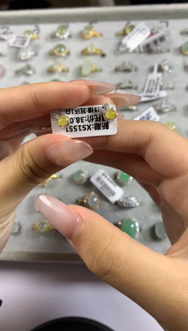 银S925镶嵌戒指翡翠耳饰1