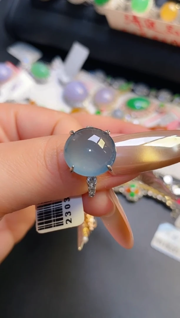 银S925镶嵌戒指翡翠天然