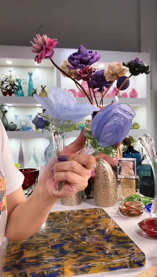 慕忆家手作琉璃花瓶短一对