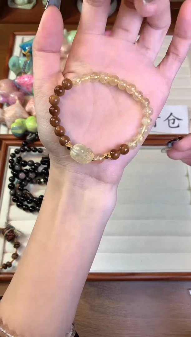 【闪购商品】发晶手链未镶嵌金发晶貔貅库克单圈