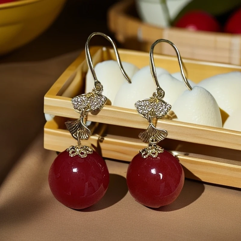 【鱼头料】红景天高端14mm耳坠