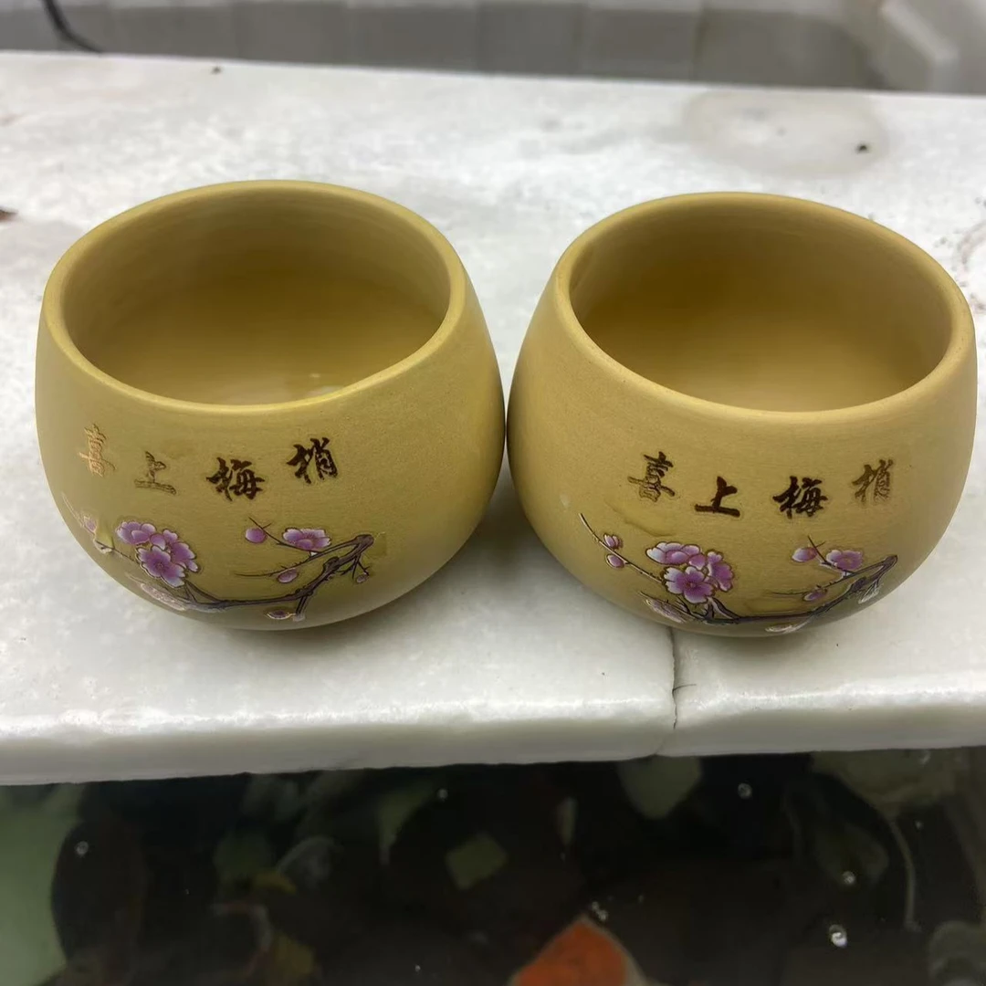 【闪购商品】6黄段泥喜上眉梢对杯