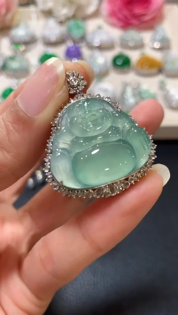 吊坠(不含链)18K金镶嵌翡翠n80