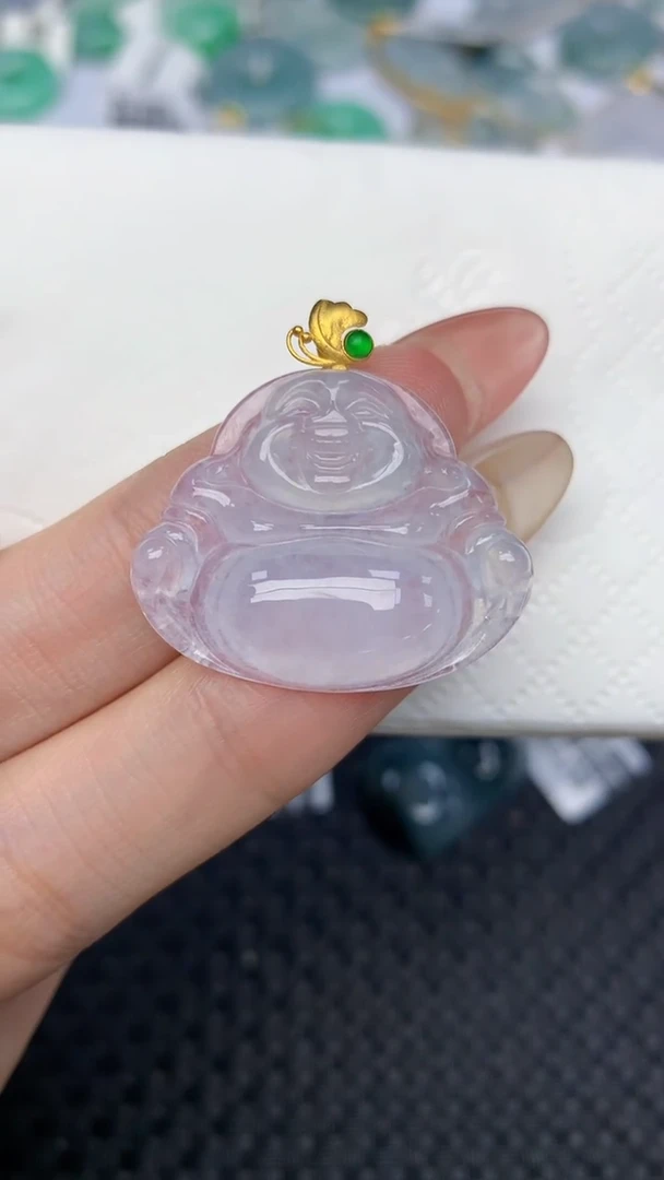 翡翠18K金镶嵌颈饰天然翡翠a货