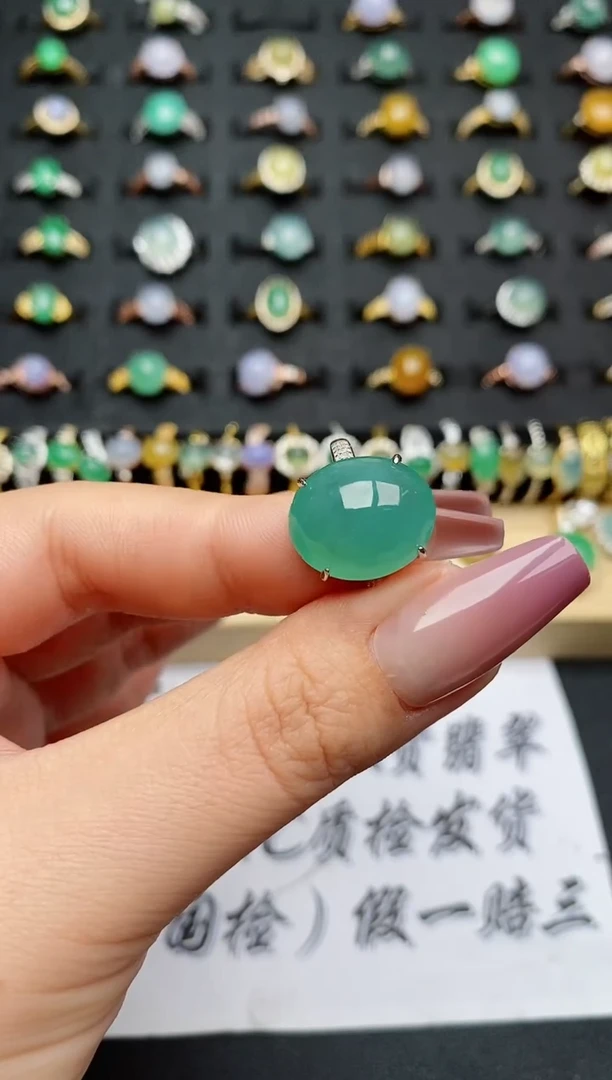翡翠戒指银S925镶嵌天*...............