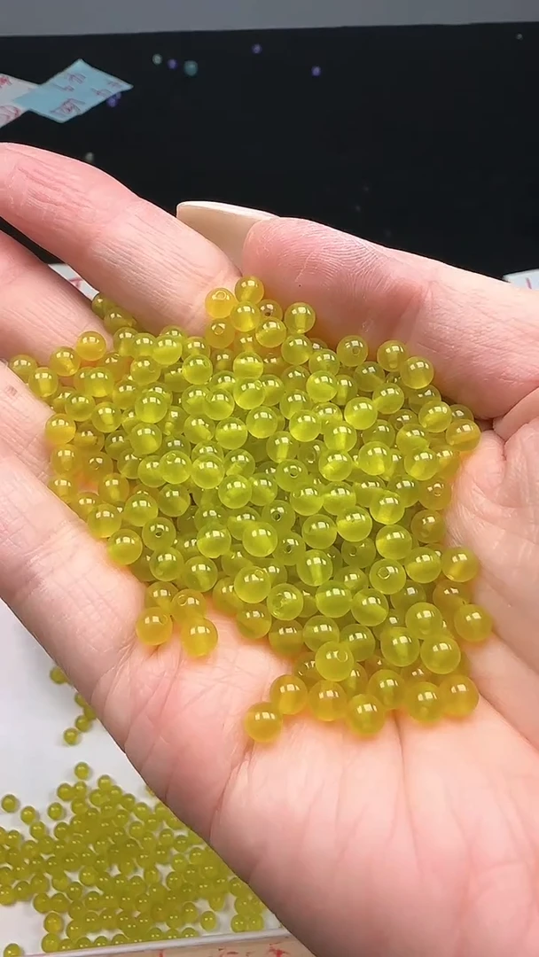 未镶嵌和田玉珠宝半成品黄口N41卡4mm散珠60颗
