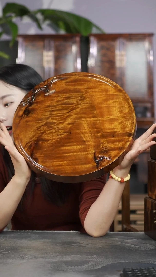 金丝楠满花精工孤舟茶盘411