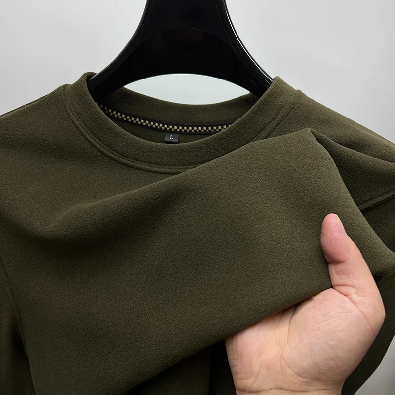 BOY NORMAN高端双面德芙绒打底衫男秋冬保暖内搭简约休闲磨毛t恤