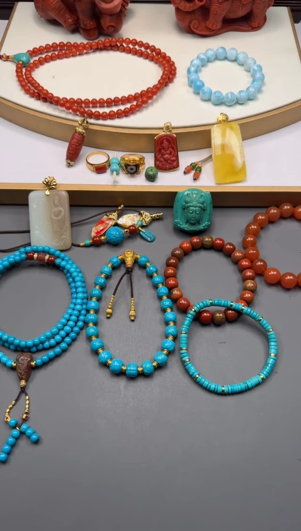 18K金镶嵌绿松石手串焦***～手串手串