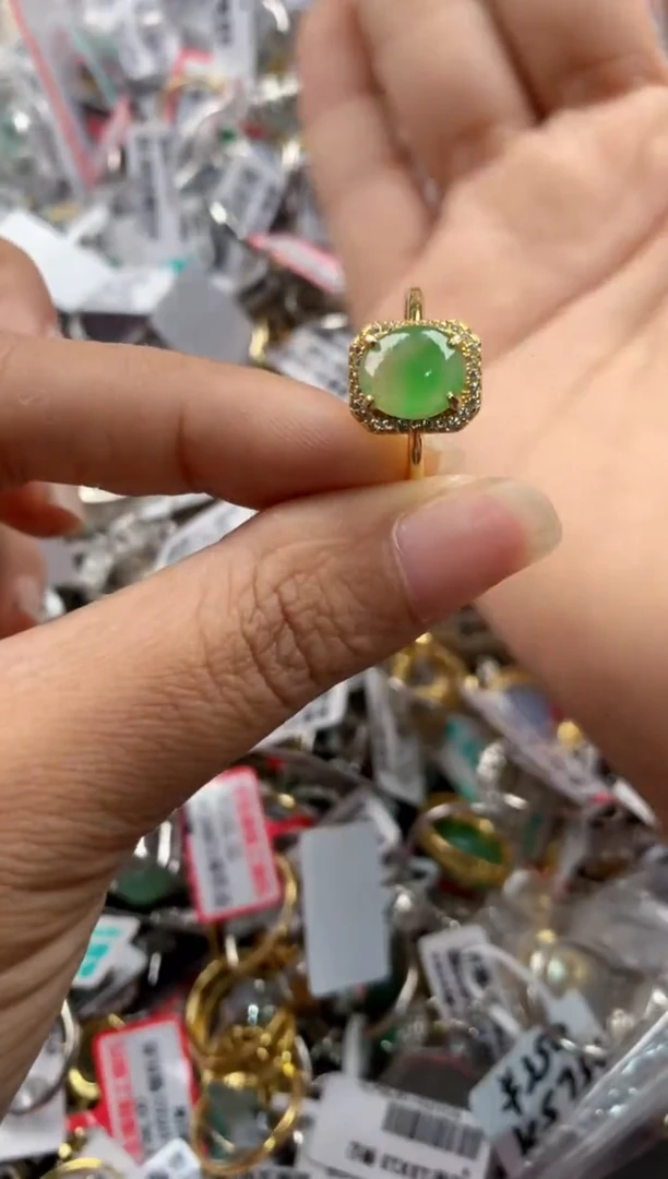 银S925镶嵌戒指翡翠3333----10