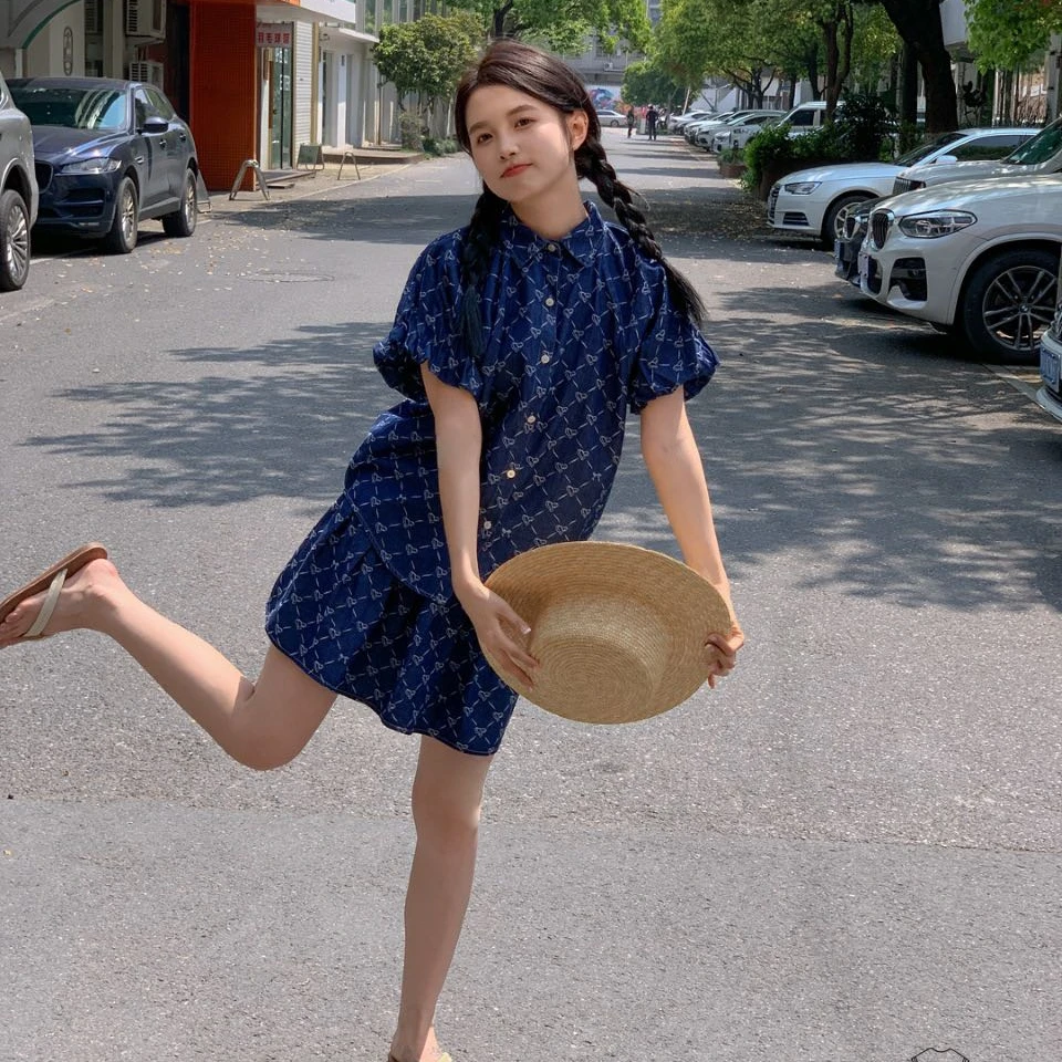 99030高端专享夏款天花板短袖套装牛仔蓝（B）