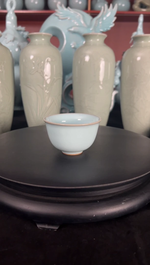 杯天青釉水元宝杯