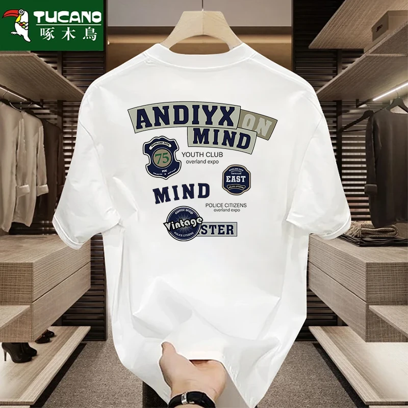 啄木鳥重磅男士全棉短袖t恤百搭男女潮流韩版夏季休闲半袖男上衣