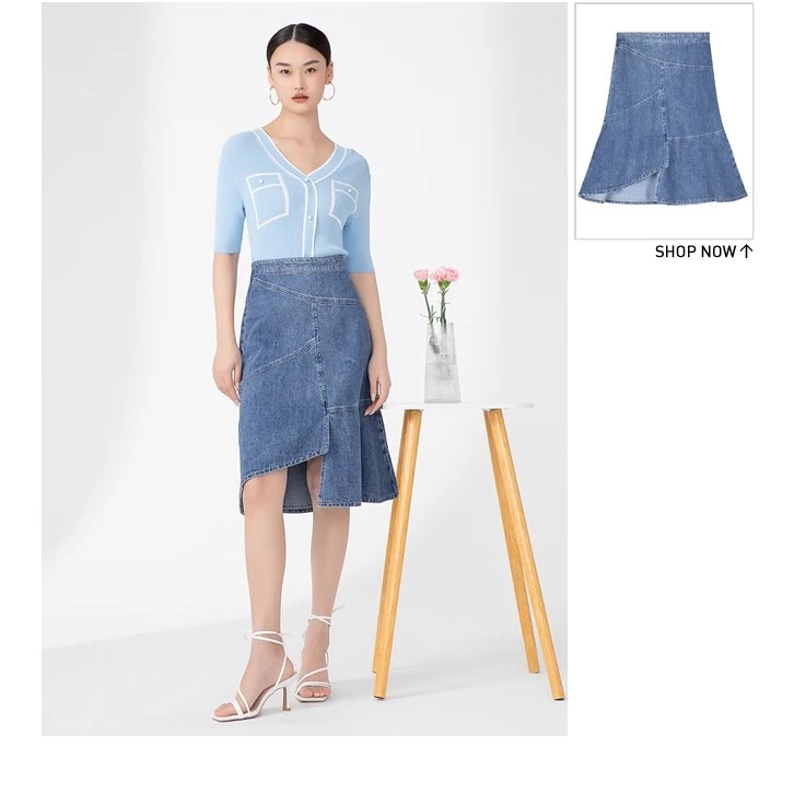 velwin蔚雯夏季新款百搭蓝色V领优雅时尚气质针织衫女MEMM234A38