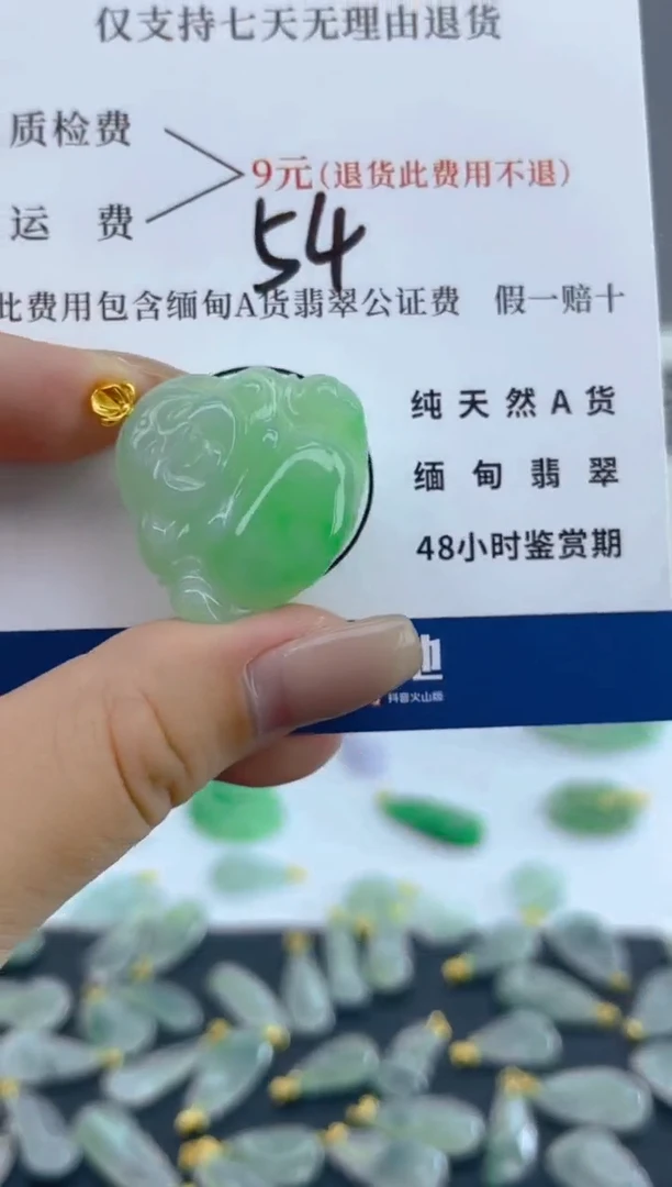 颈饰18K金镶嵌翡翠天然A货翡翠  54