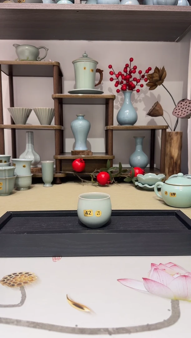 杯子42鸡蛋杯无纹不开片 仿古天青釉一级精品 主人杯品茗杯*