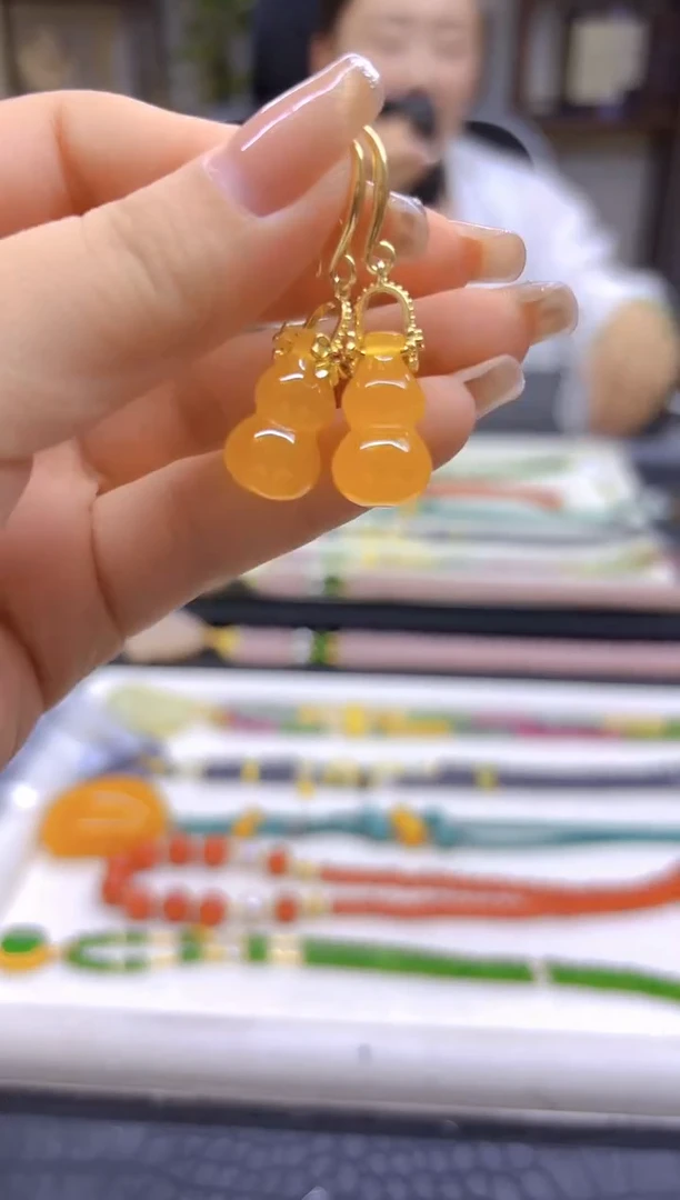 翡翠14K金镶嵌耳饰DIY款E660