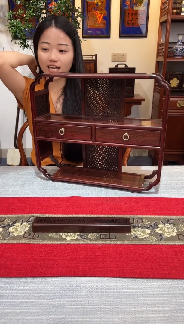 紫檀木类成套家具双层博古架