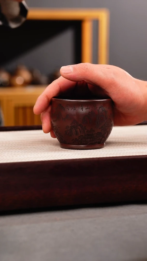 茶壶紫砂龙血砂 山水杯