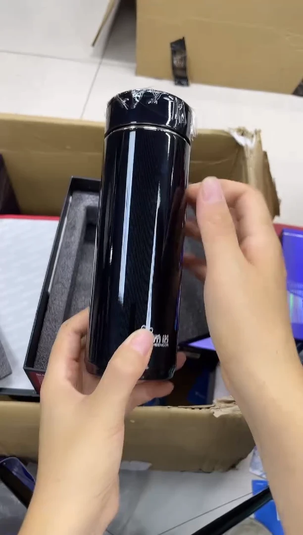 高硼硅玻璃无手柄款小熊保温杯5200深蓝