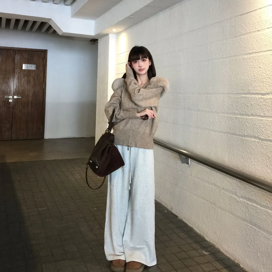 慵懒风针织秋冬套装毛针织衫外套气质显瘦洋气休闲百搭宽松长裤女