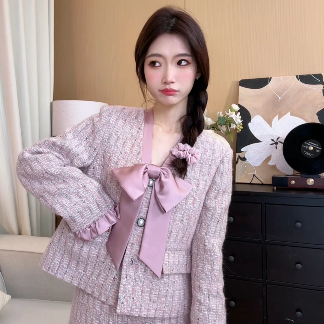 KX【甜桃少女加棉套装】原创设计师女装法式复古日常可穿套装