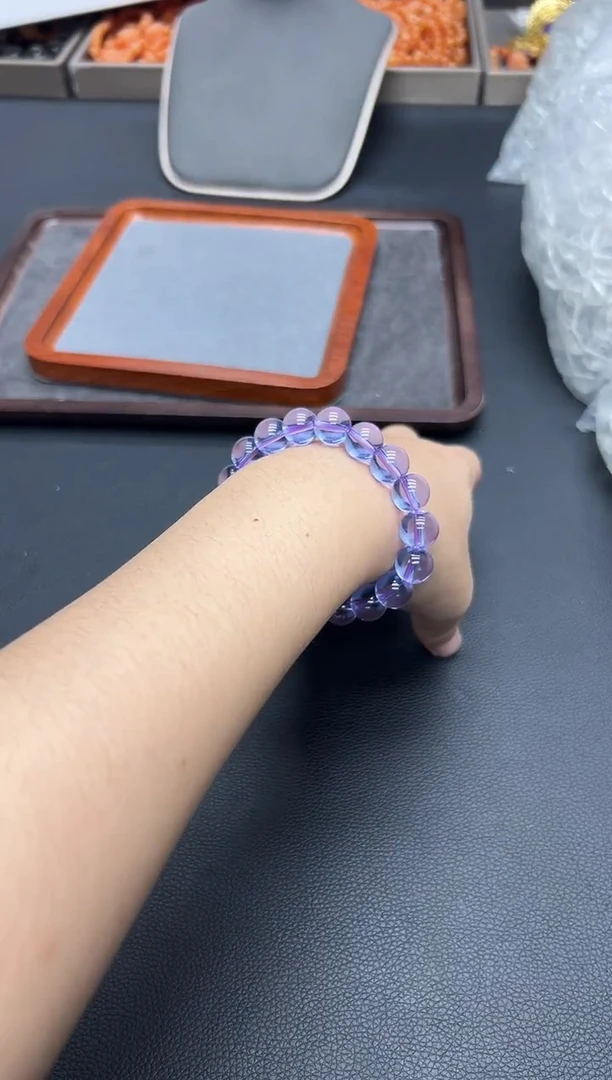 未镶嵌手串水晶玻利维亚紫12mm