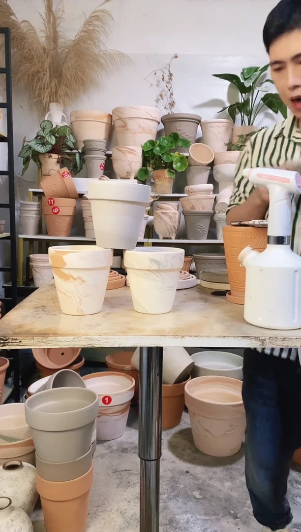 13*13陶盆3色组合 3盆无托