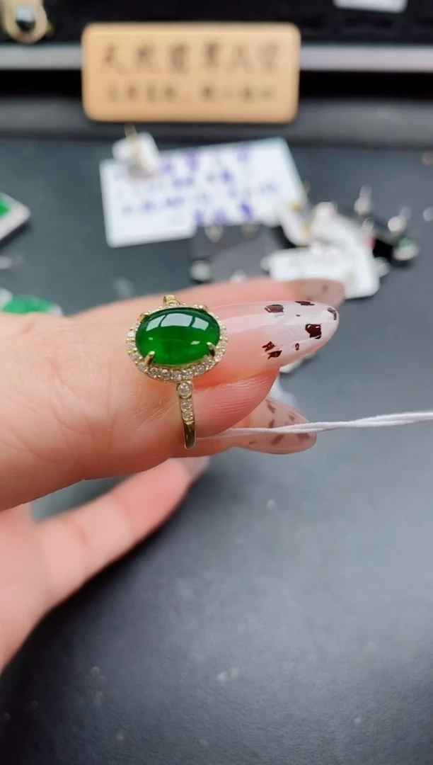 银S925镶嵌戒指翡翠1