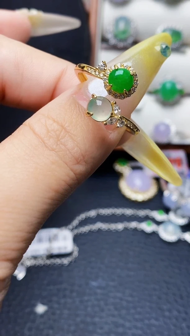 银S925镶嵌戒指翡翠74561
