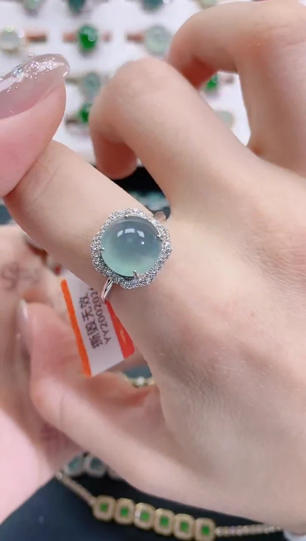 银S925镶嵌戒指翡翠天然翡翠