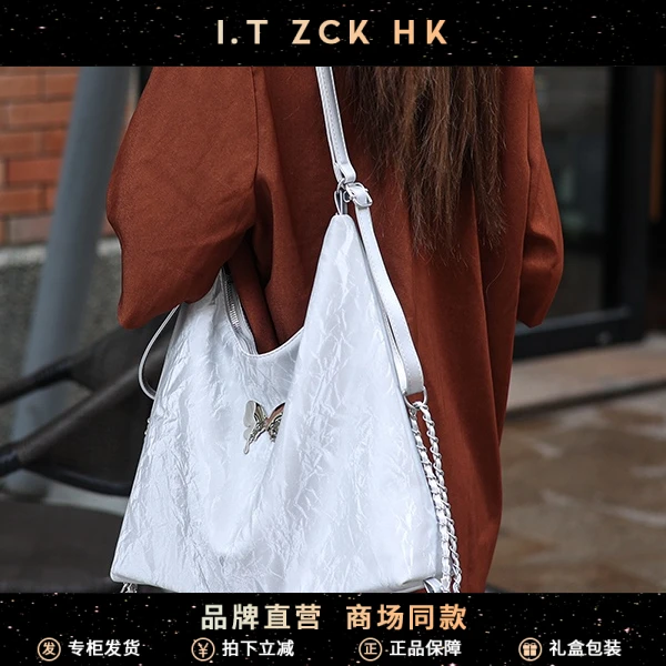 ITZCKHK女士包包2025新款百搭大容量休闲软皮双肩背包单肩腋下包