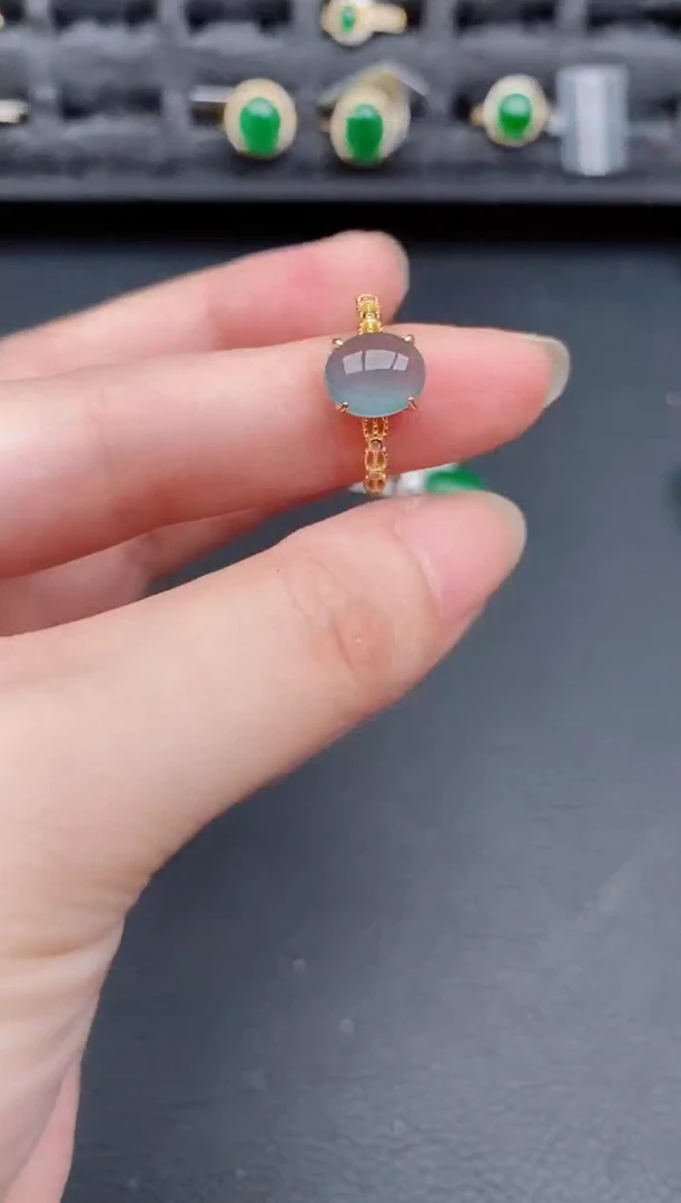 银S925镶嵌戒指翡翠天然a货翡翠256