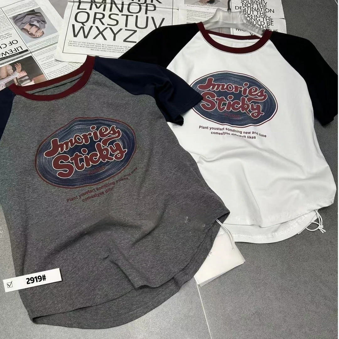 【香香】2919#夏款宽松显瘦插肩袖圆领短袖T恤