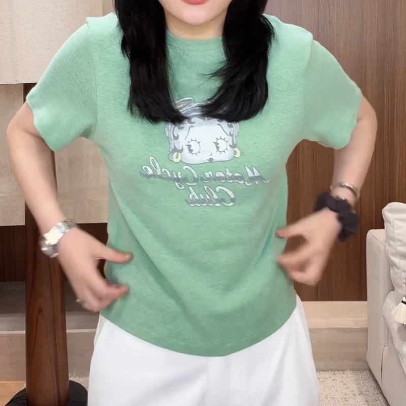 2025夏季新款设计感修身显瘦印花短袖T恤LK2503293