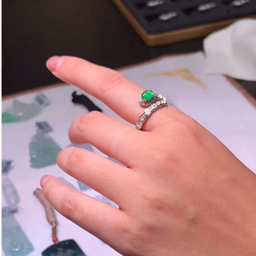 满绿天然A货翡翠戒指*LK/01/多样性发/1件