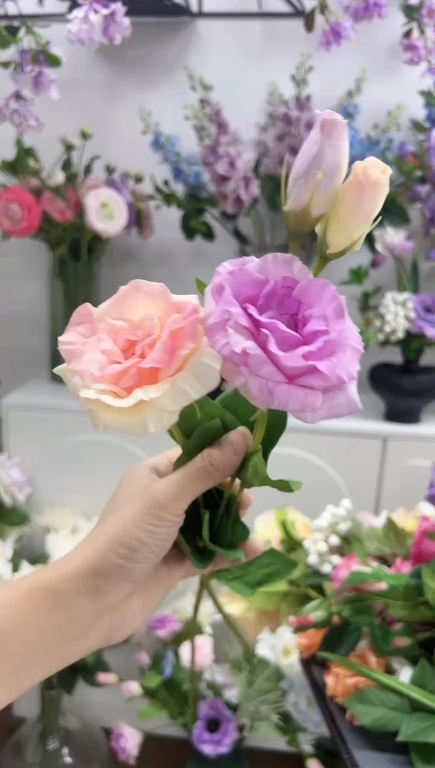 1枝香槟色1枝紫色手感保湿桔梗