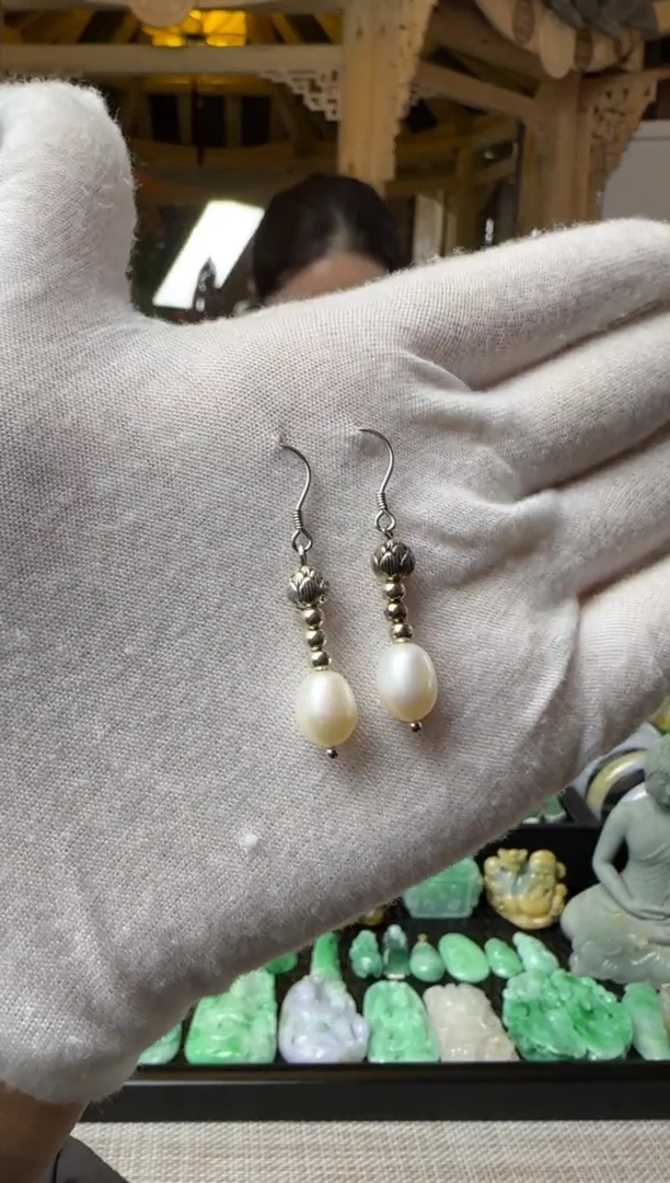 【闪购商品】水晶耳饰银S925镶嵌耳饰珍     珠