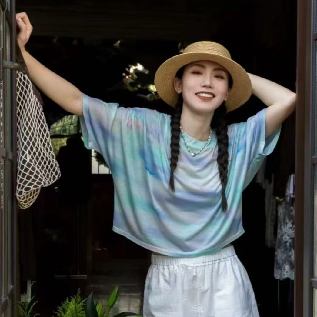 【ZS推荐】Fizzfly晕染纯色短袖T恤显瘦百搭休闲F85010518L