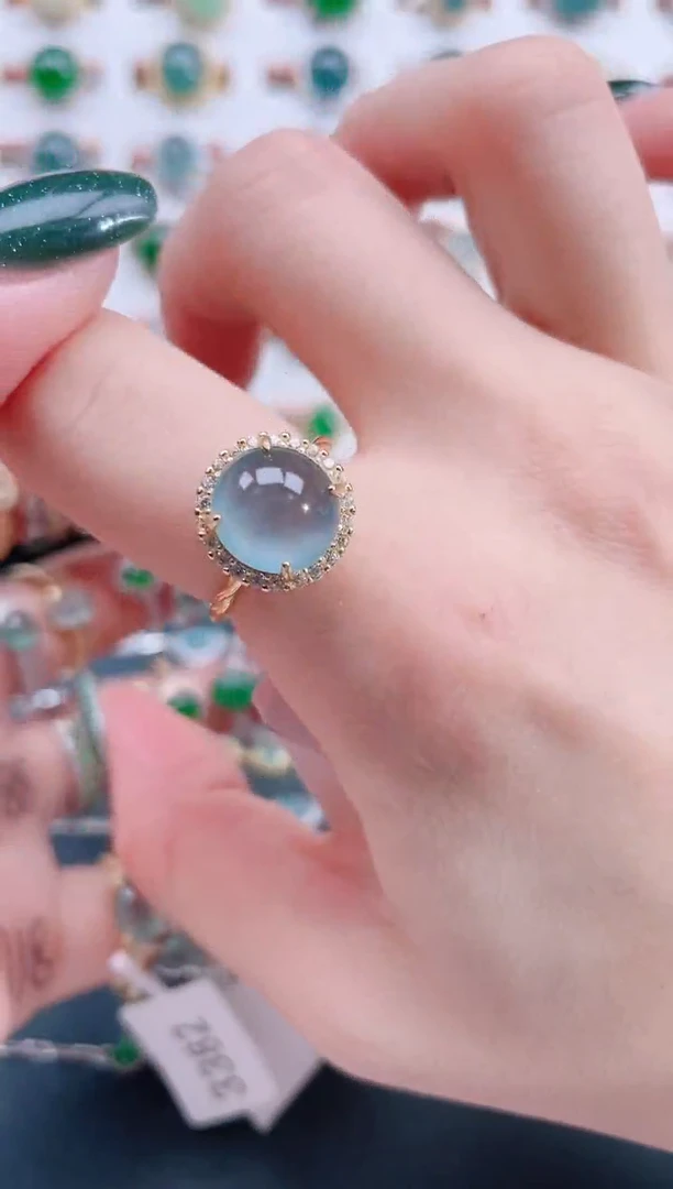 银S925镶嵌戒指翡翠天然翡翠