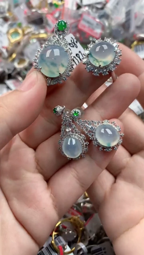 银S925镶嵌戒指翡翠77777   10