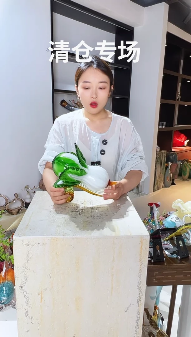 琉璃玉石白菜摆件