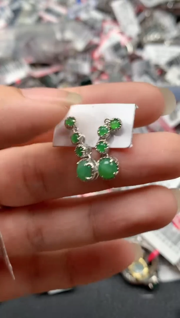 银S925镶嵌戒指翡翠天然A货缅甸翡翠