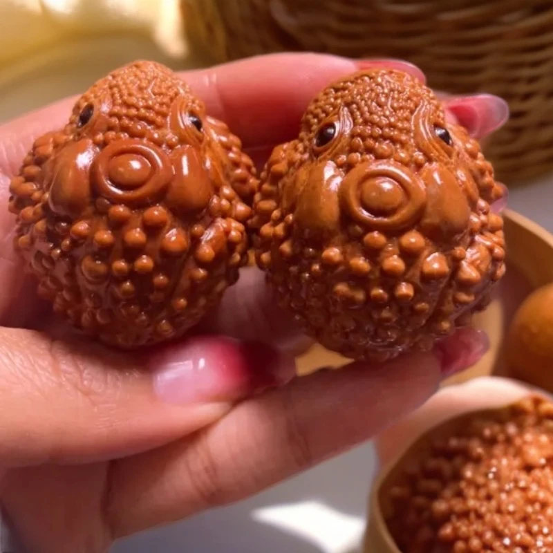 橄榄核手工雕刻金蟾手把件文玩手球盘玩男女款