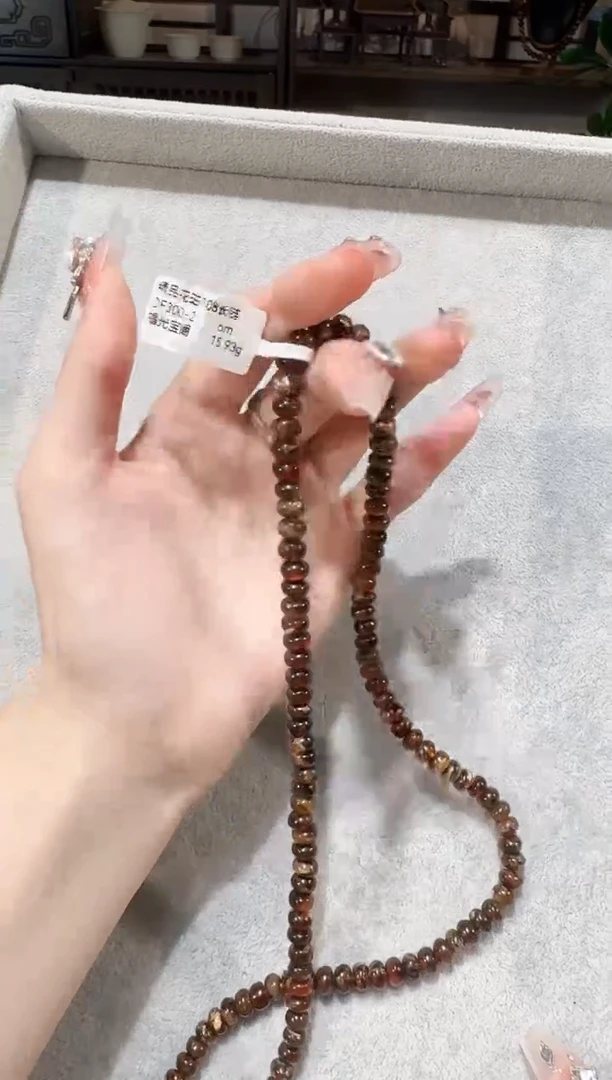 手链琥珀未镶嵌抚顺琥珀       精品花珀108-6M