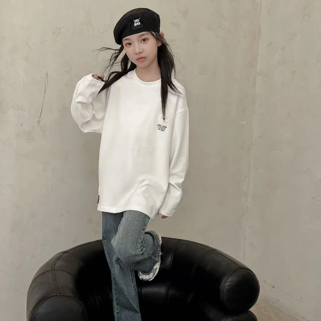 秋冬女童长袖T恤白色 9006驰系
